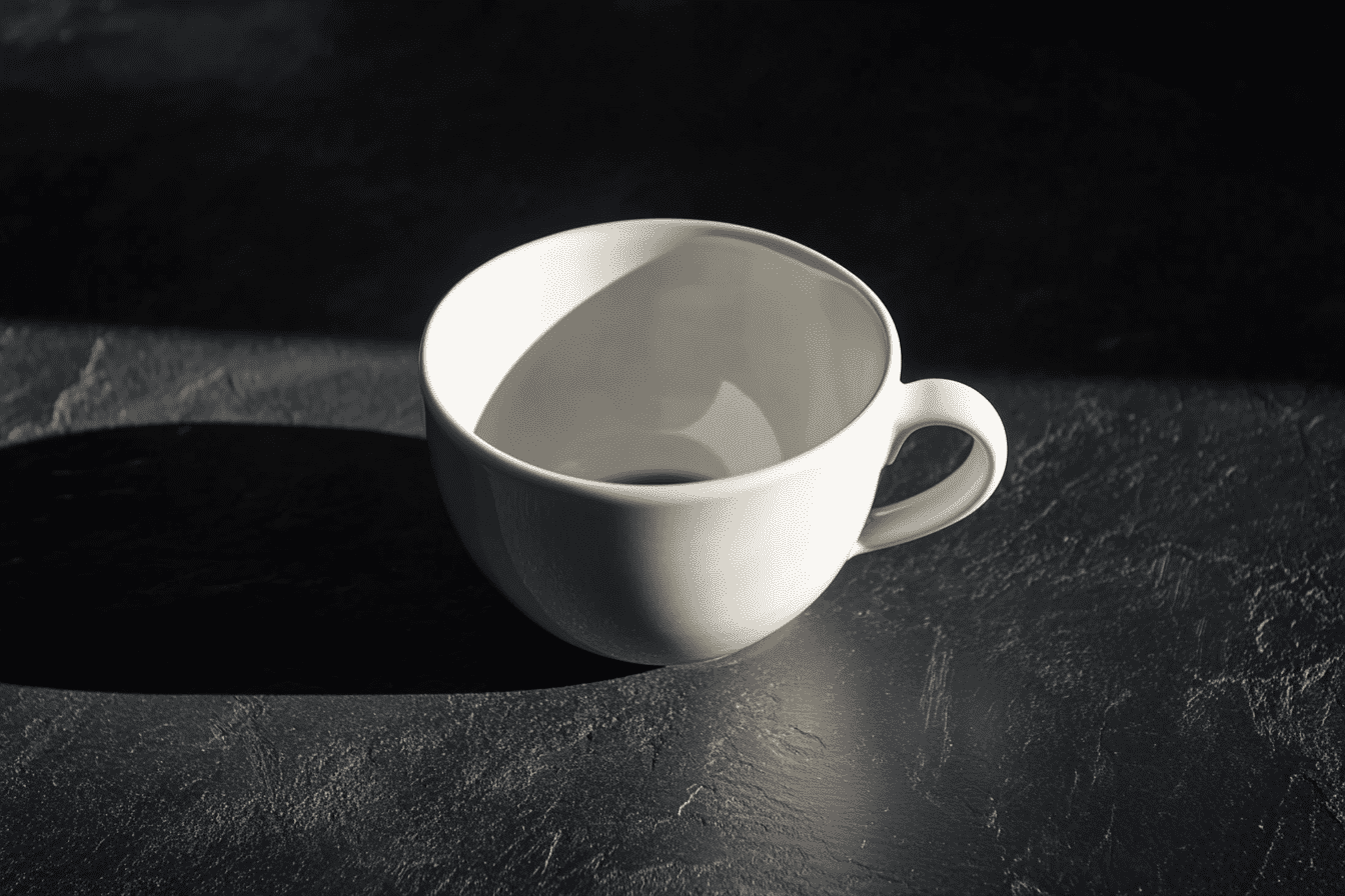 Empty coffee cup — withdrawal and absence